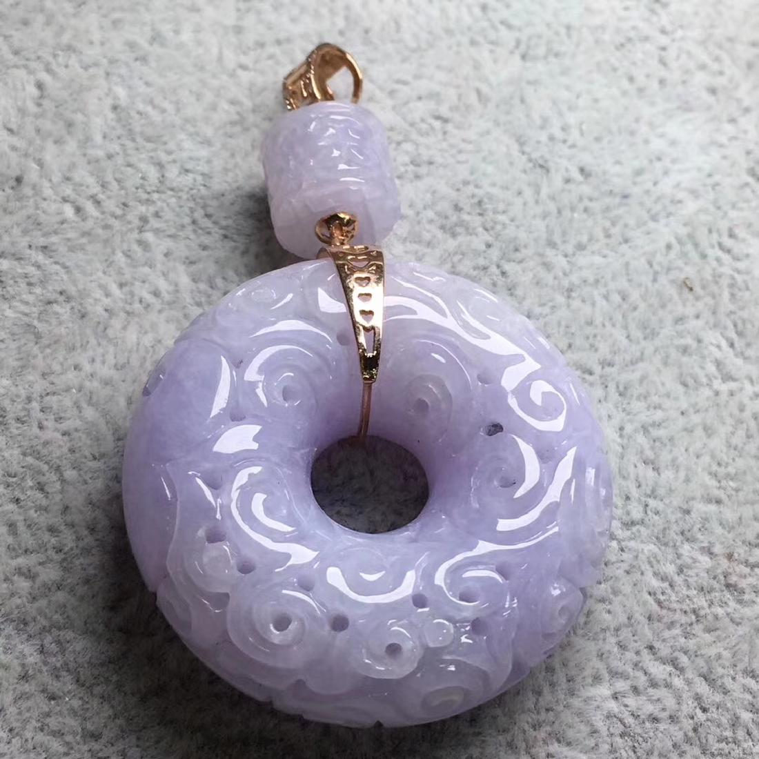 18K Gold Natural Purple Jadeite Pendant (1 of 4)