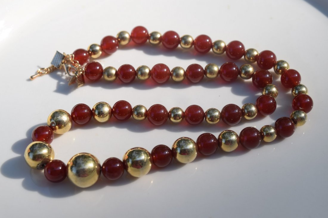Vintage Red Carnelian Bead Necklace, length 20": Vintage Red Carnelian Bead Necklace, length 20", size of each bead 10mm