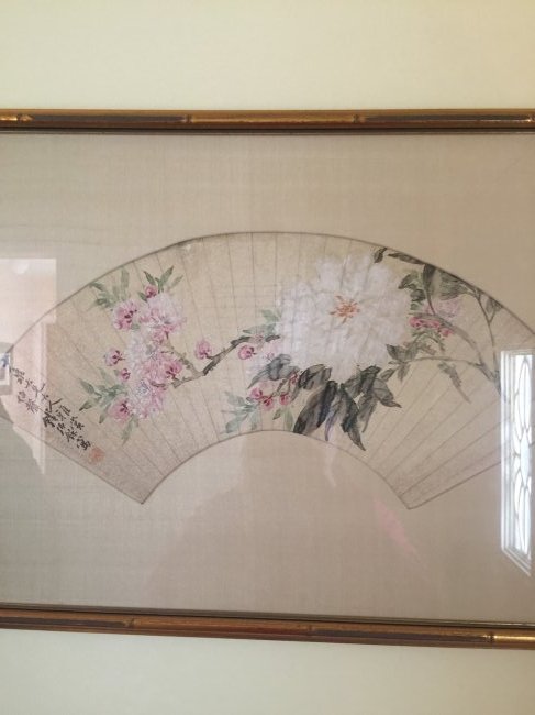 Qian, Ink and Color on Paper, Fan Leaf Framed (1 of 4)