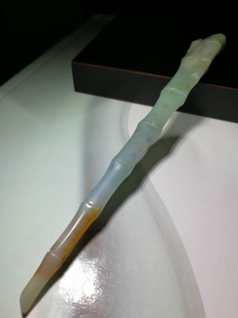 A Scholar's Jadeite Bamboo Desk Item, Qing Dynasty (1 of 5)