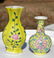 Pair of Yellow Glazed Vases, Size: 2.75, and 3.5"