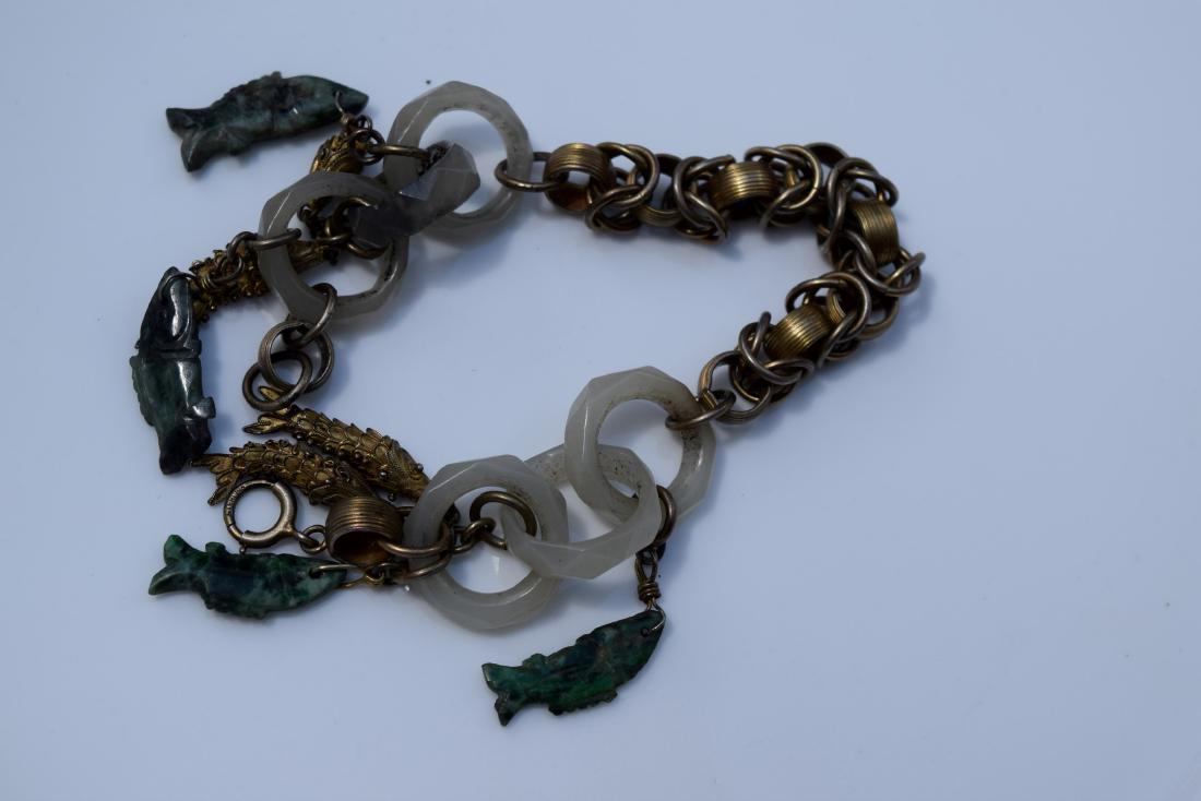 Antique Chinese Jade and Jadeite Fish Bracelet (1 of 3)
