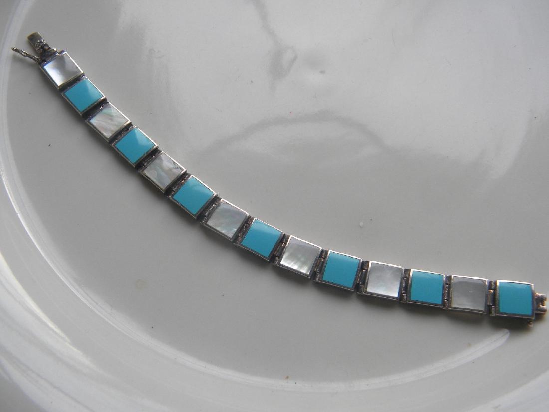 Vintage Turquoise Shell Silver Bracelet (1 of 7)