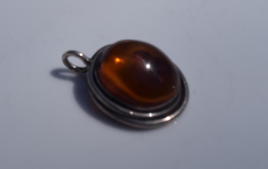 Antique Sterling Silver Amber Pendant (1 of 1)