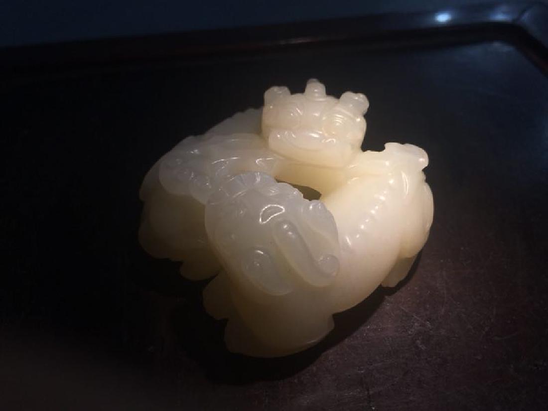 Antique White Jade Two Lions Statue (1 of 4)