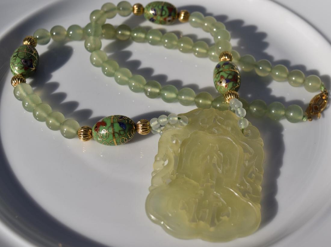 Vintage Two Dragon Jade Pendant and Necklace (1 of 4)