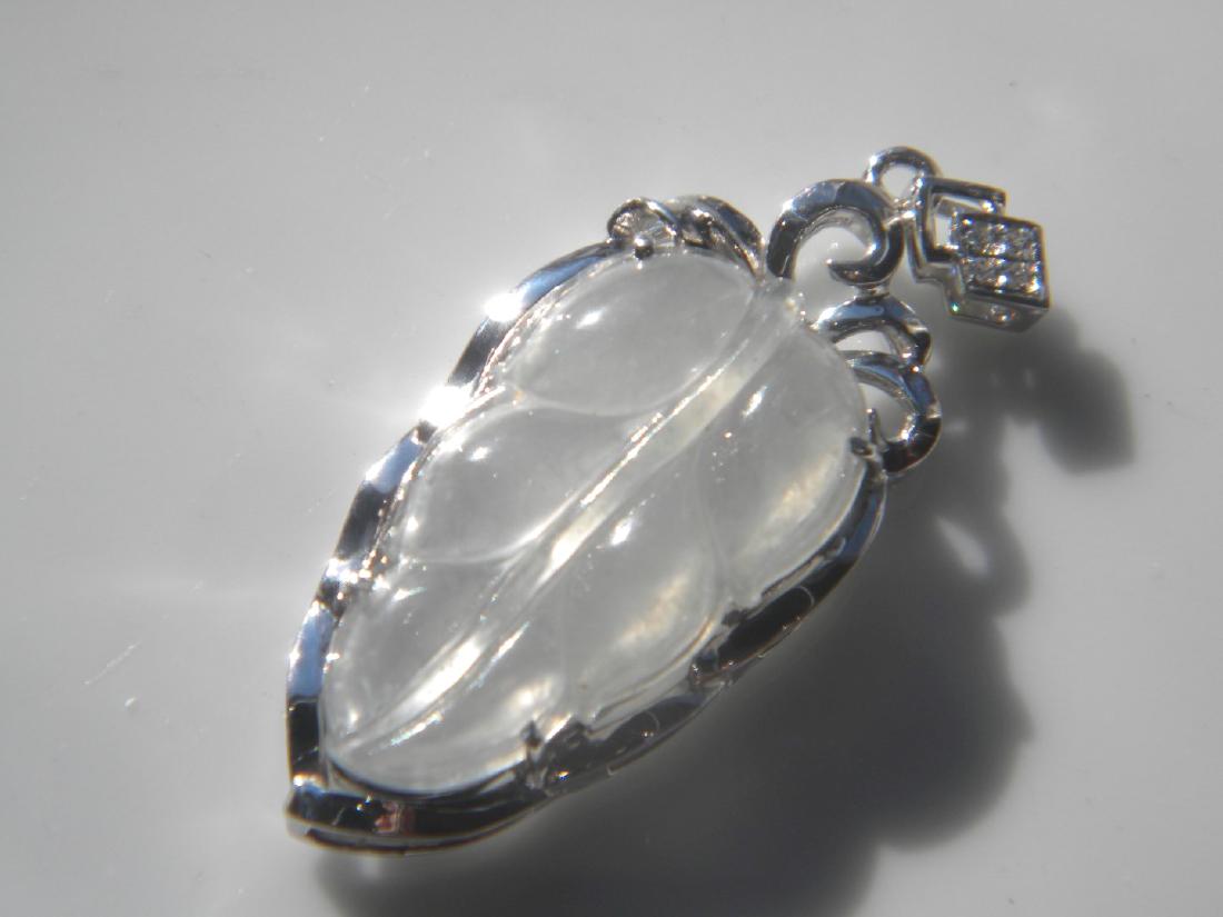 Natural Jadeite Leave Pendant, size: 43.66mm x 17mm (1 of 4)