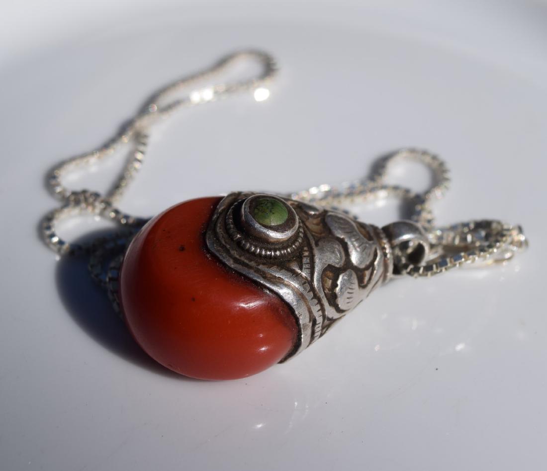 Vintage Tibet Silver Turquoise Pendant (1 of 5)