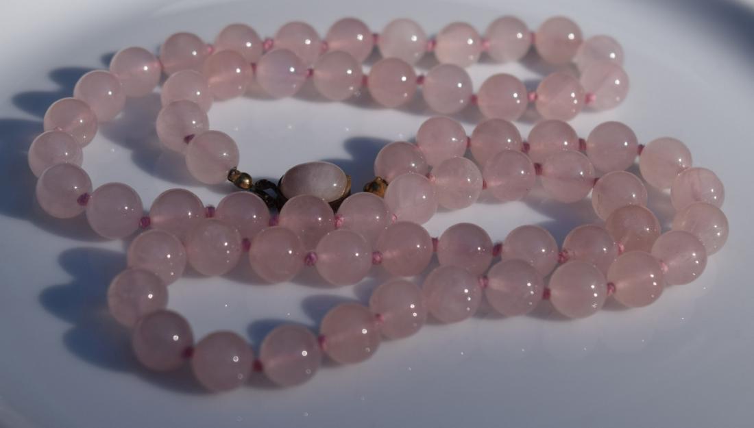 Vintage Pink Crystal Beads Necklace Silver Clasp (1 of 3)