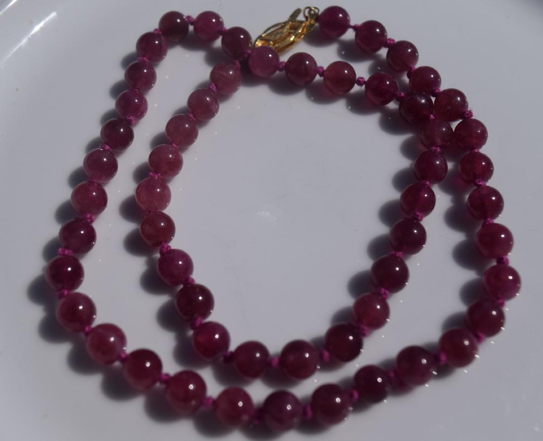 Vintage Pink Tourmaline Beads Necklace 14K Gold Clasp (1 of 6)