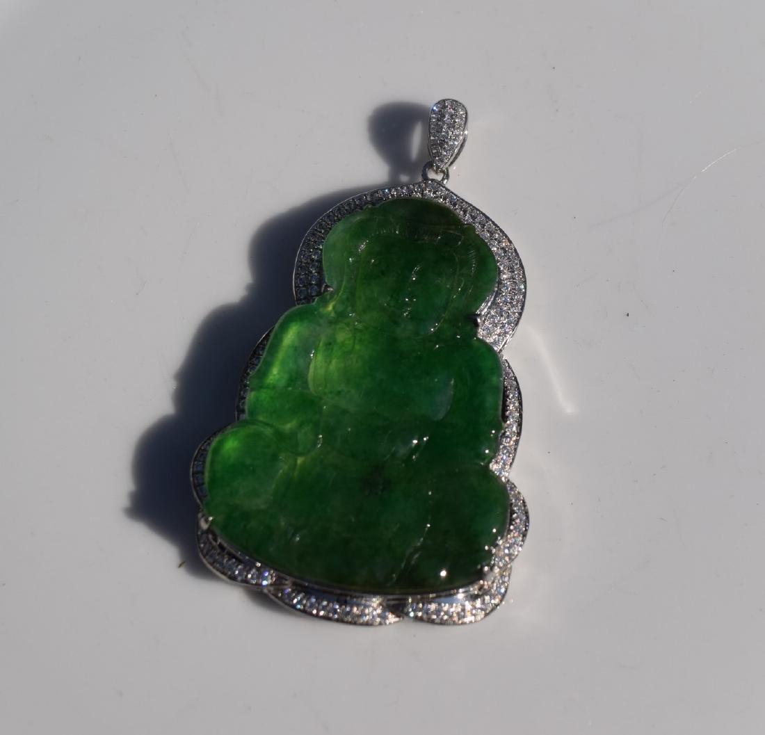 Natural Green Jadeite Guanyin Pendant (1 of 2)