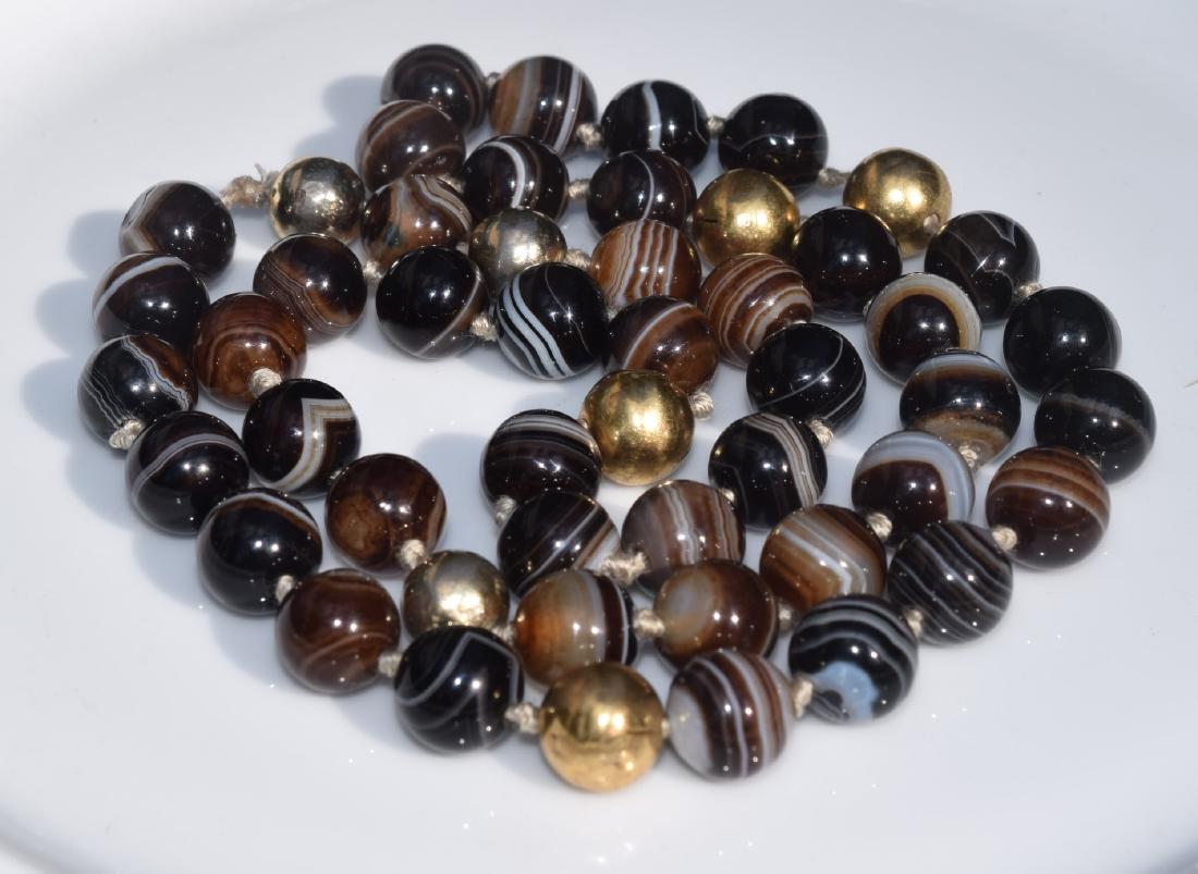 Vintage Black and White Carnelian Beads Necklace: Vintage Black and White Carnelian Beads Necklace, Length: 24", Size of each bead: 1.50mm