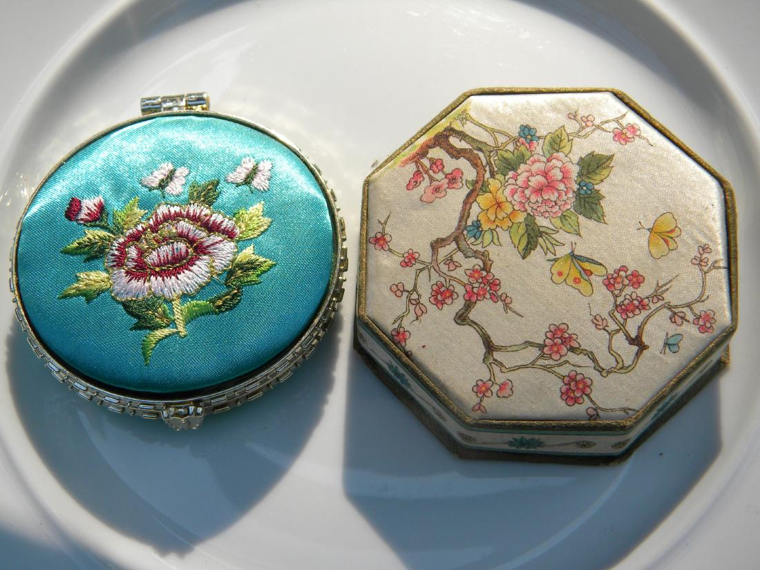Two Vintage Chinese Silk Embroidery Boxes