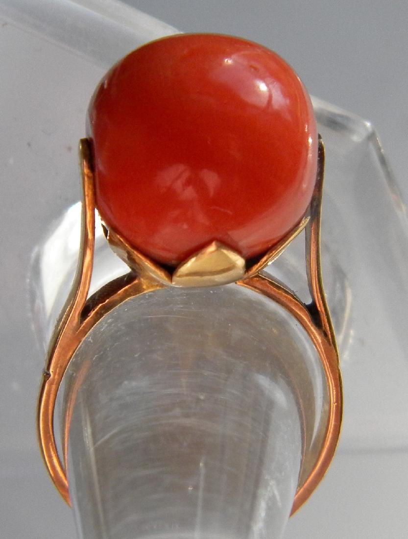 Antique 14K Gold Red Coral Ring (1 of 3)