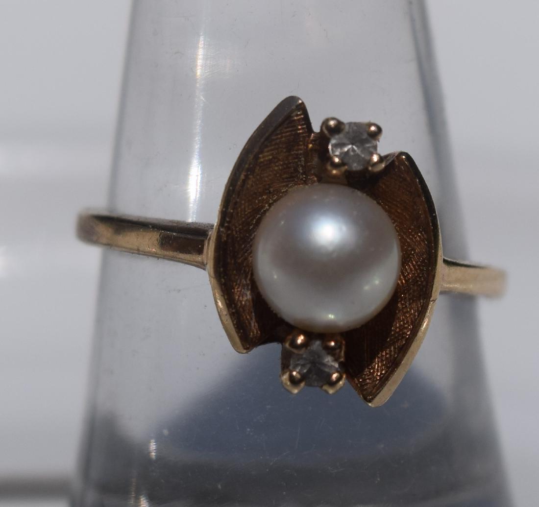 Antique 10K Gold Pearl Diamond Ring, Marked 10K (1 of 3)