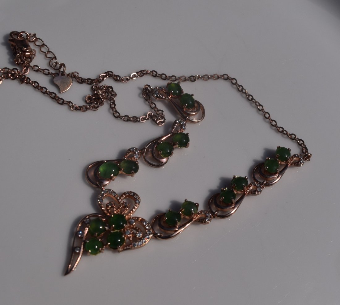 Natural Green Jadeite Silver Necklace (1 of 3)