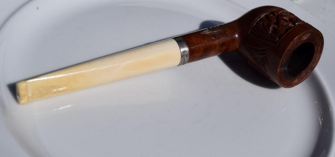 Antique BRIAR Smoking Pipe with sterling Silver (1 of 4)