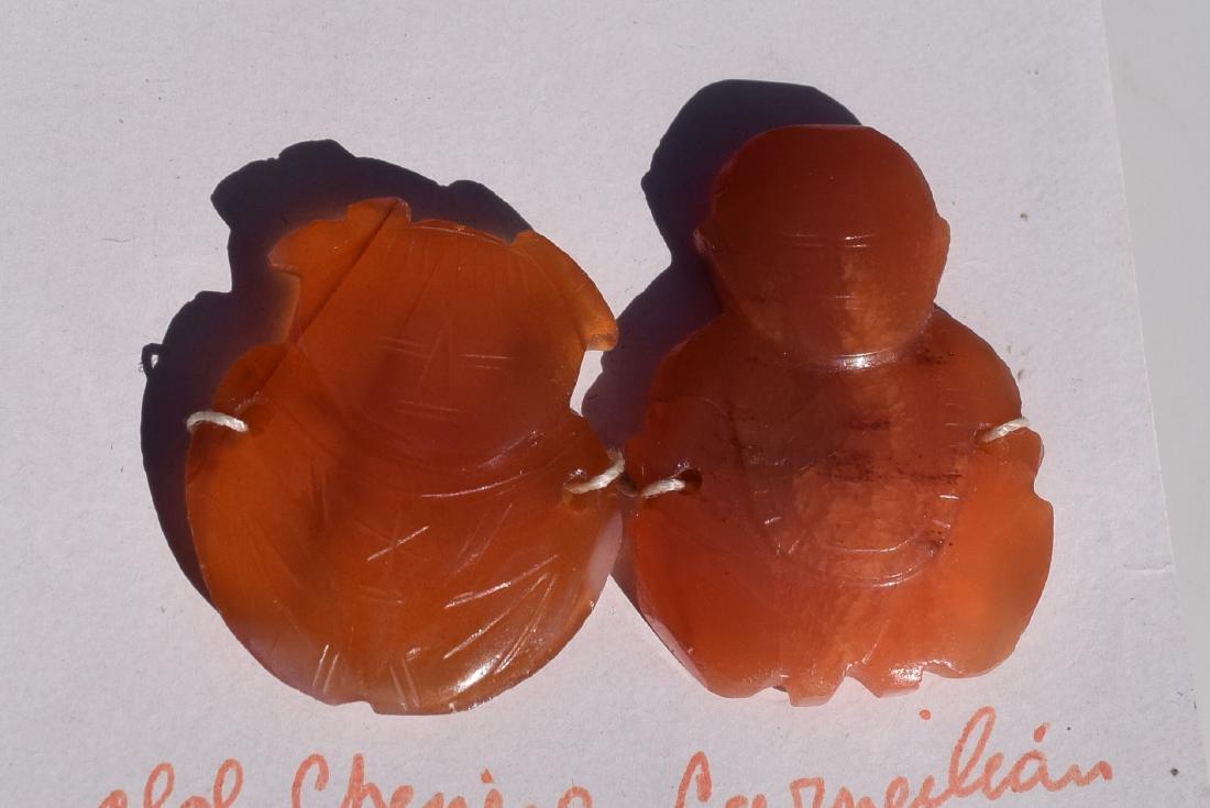 Antique Two Carnelian Carved Girl and Boy: Antique Two Carnelian Carved Girl and Boy, Size: 1.25"