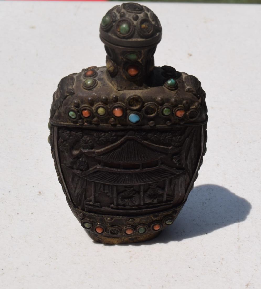 Antique Coral, Turquoise Snuff Bottle, Early Qing (1 of 4)