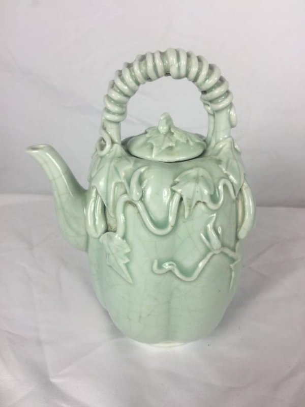 Antique Chinese Celadon Melon Teapot (1 of 1)