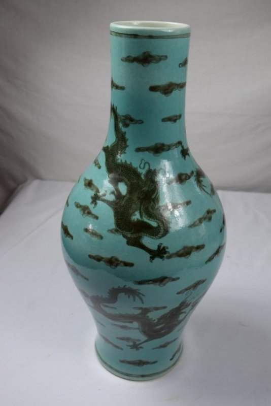 Antique Chinese Green Dragon Vase (1 of 1)