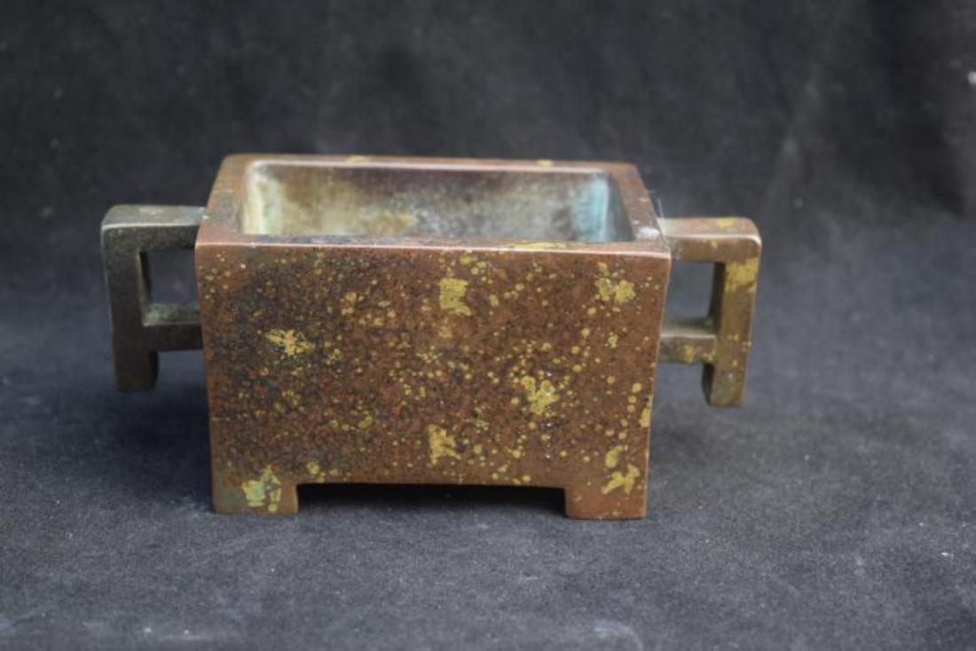 A Gold Splashed Bronze Censor, Qing Dynasty (1 of 4)