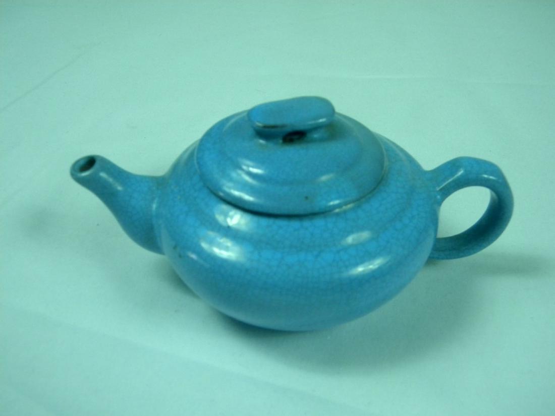 Antique Chinese Yixing Zisha Blue Glazed Teapot (1 of 6)