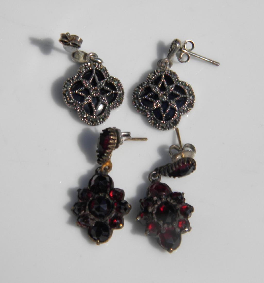 Two Pairs of Sterling Silver Earrings, Marked Silver (1 of 3)