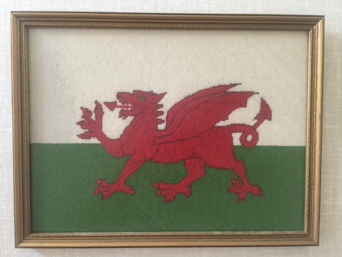 Antique Flag of Wales Framed: Antique Flag of Wales Framed, Size:12"
