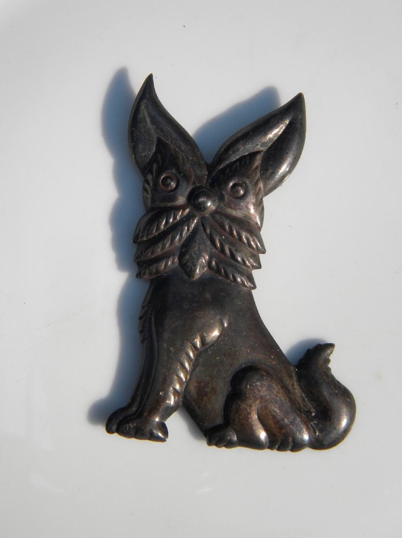 Antique Sterling Silver Dog Brooch Pin (1 of 2)