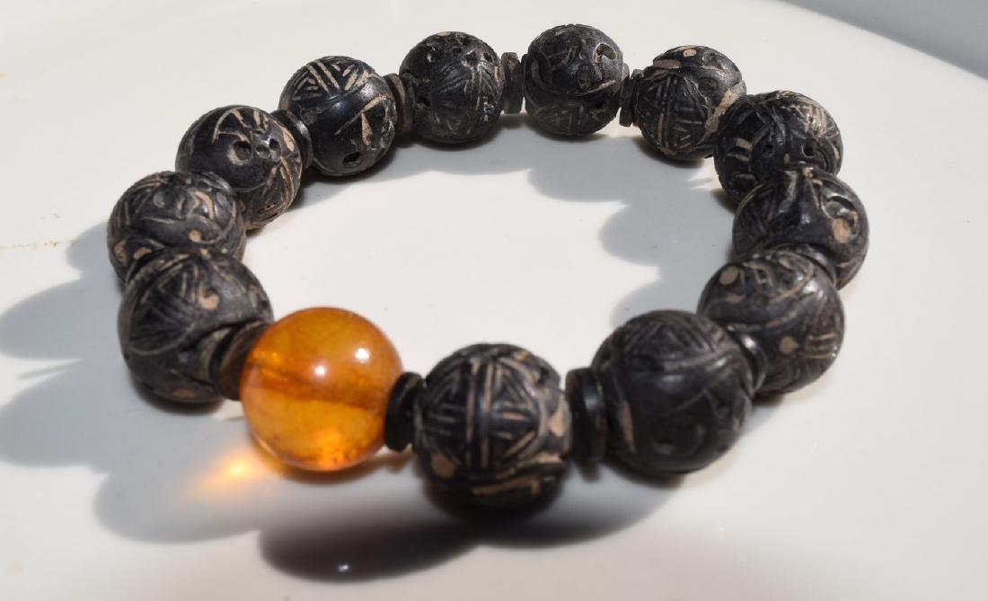 Antique Chen Xiang Longevity Character Amber Bracelet (1 of 6)