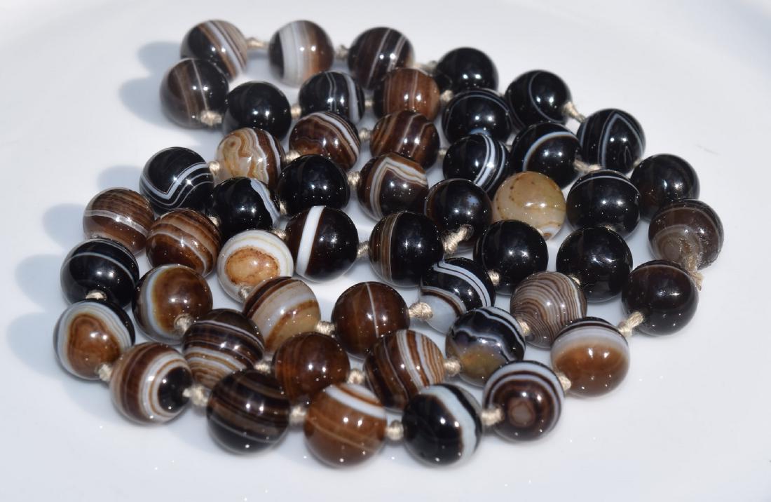 Vintage Black and White Carnelian Beads Necklace: Vintage Black and White Carnelian Beads Necklace, Length: 24", Size of each bead: 1.50mm