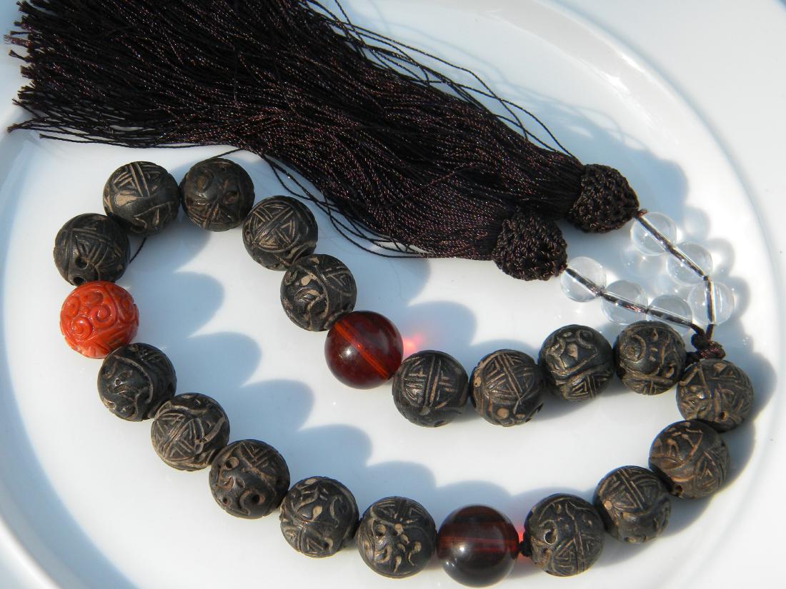 Antique Chen Xiang Carved Longevity Beads Buddha Prayer (1 of 5)