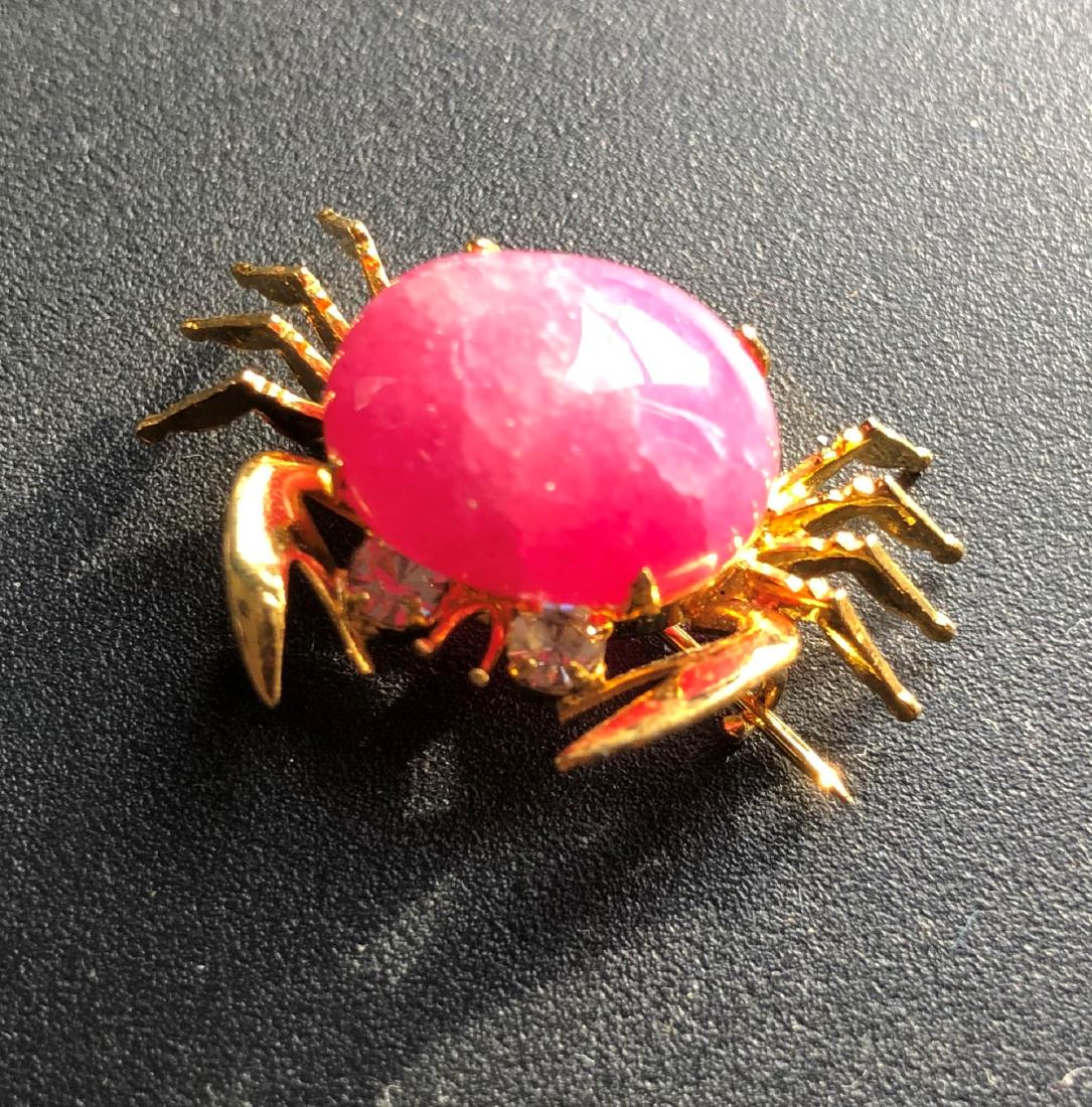 Vintage Ruby Crab Brooch Pin (1 of 6)