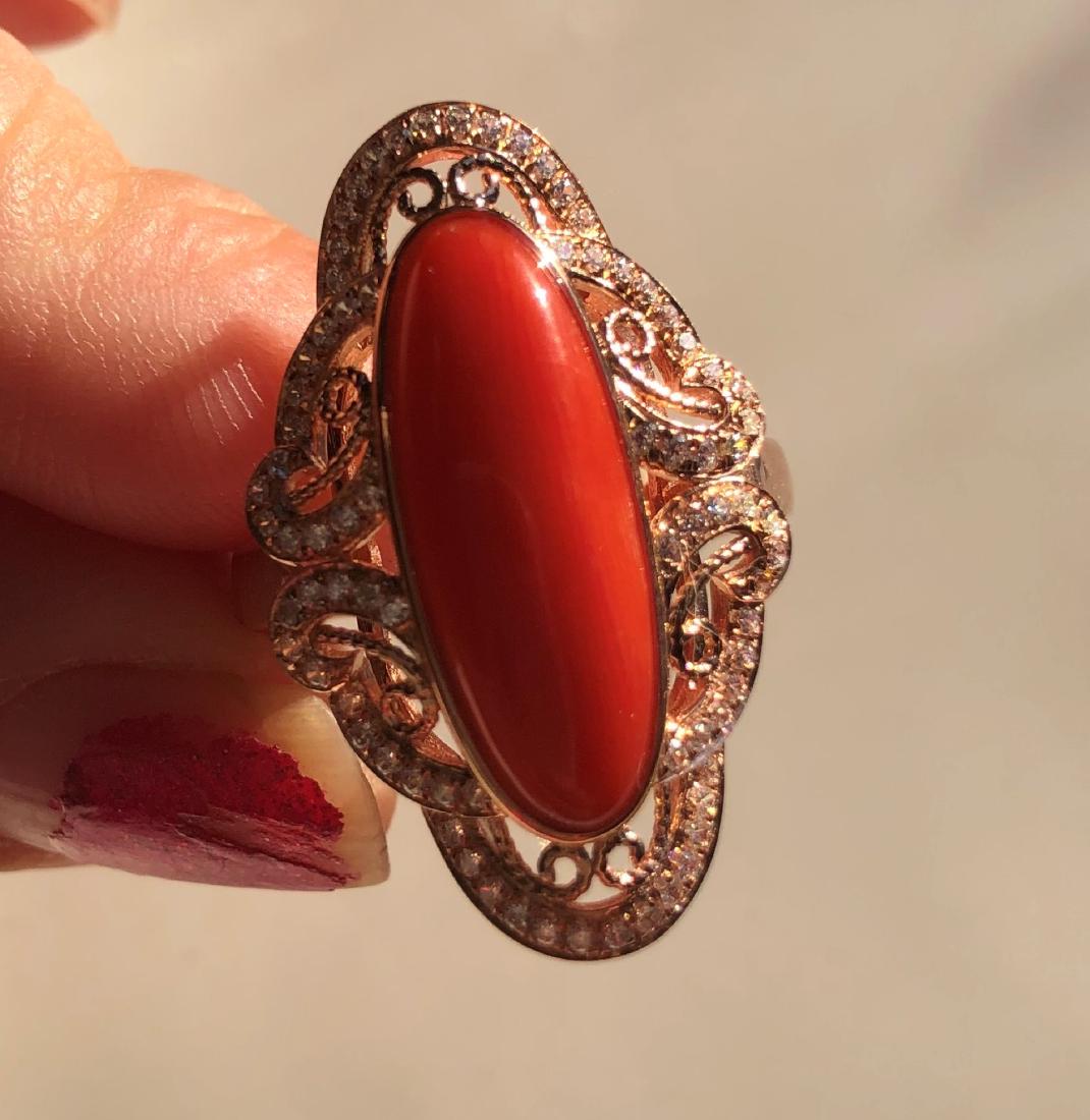 Natural Red Coral Silver Ring (1 of 3)