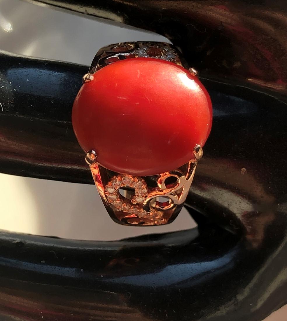 Natural Red Coral Silver Ring (1 of 5)