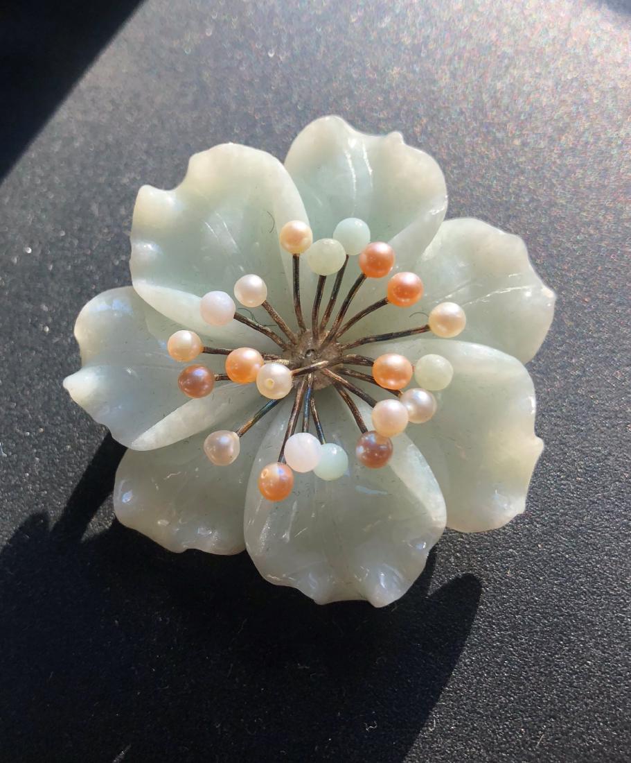 Natural Jadeite Flower Silver Brooch Pin and Pendant, (1 of 5)