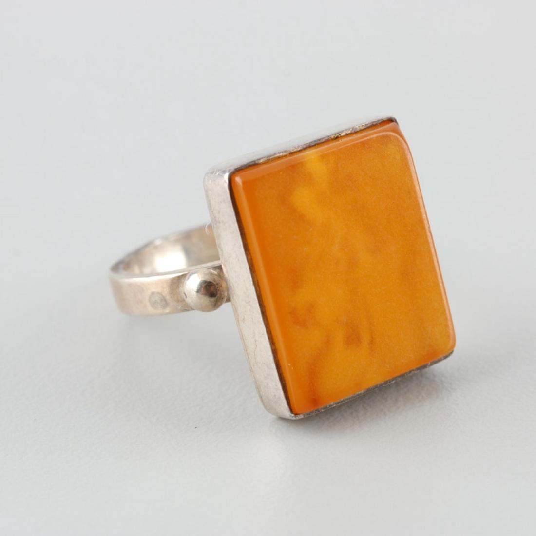Vintage Butter Scotch Amber Silver Ring (1 of 4)