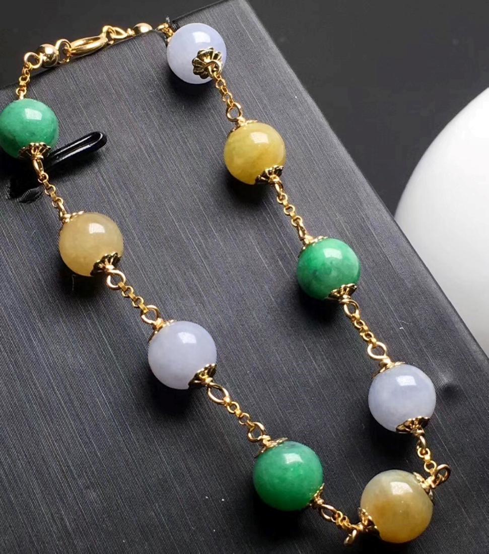 NATURAL THREE COLOR JADEITE BRACELET (1 of 3)