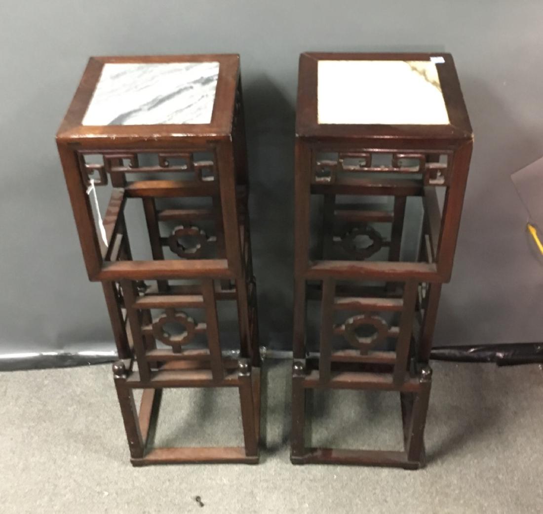 Pair of Antique Chinese Marble top Plant Stands (1 of 1)