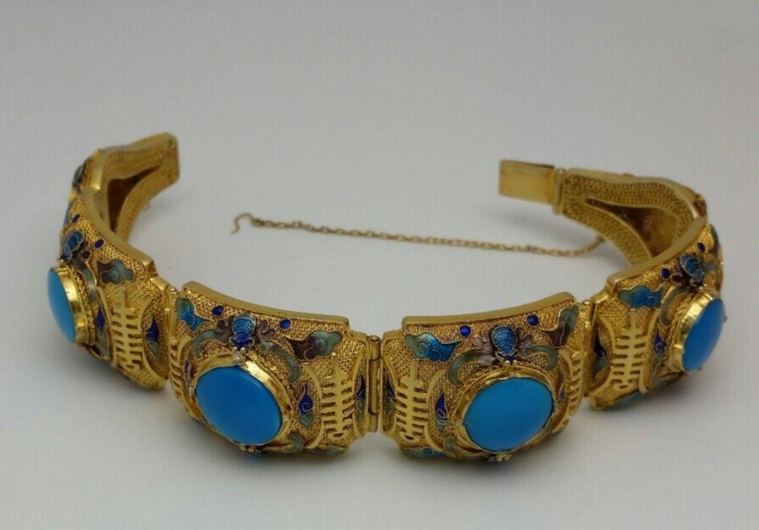 Antique Chinese 14K solid Gold Mesh Filigree Bracelet (1 of 7)