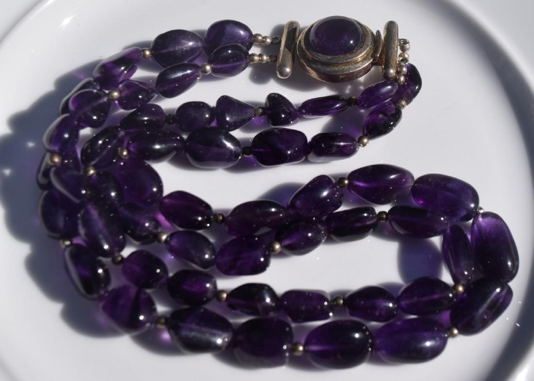 Vintage Double Strings Amethyst Necklace with Silver (1 of 3)