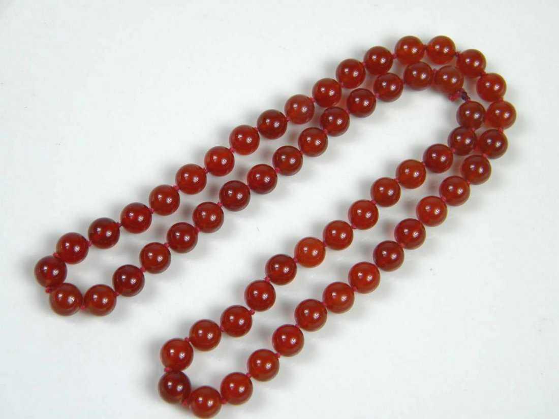 ANTIQUE CHINESE CARNELIAN Bead Necklace: ANTIQUE CHINESE CARNELIAN Bead Necklace, length 22", bead size 8mm