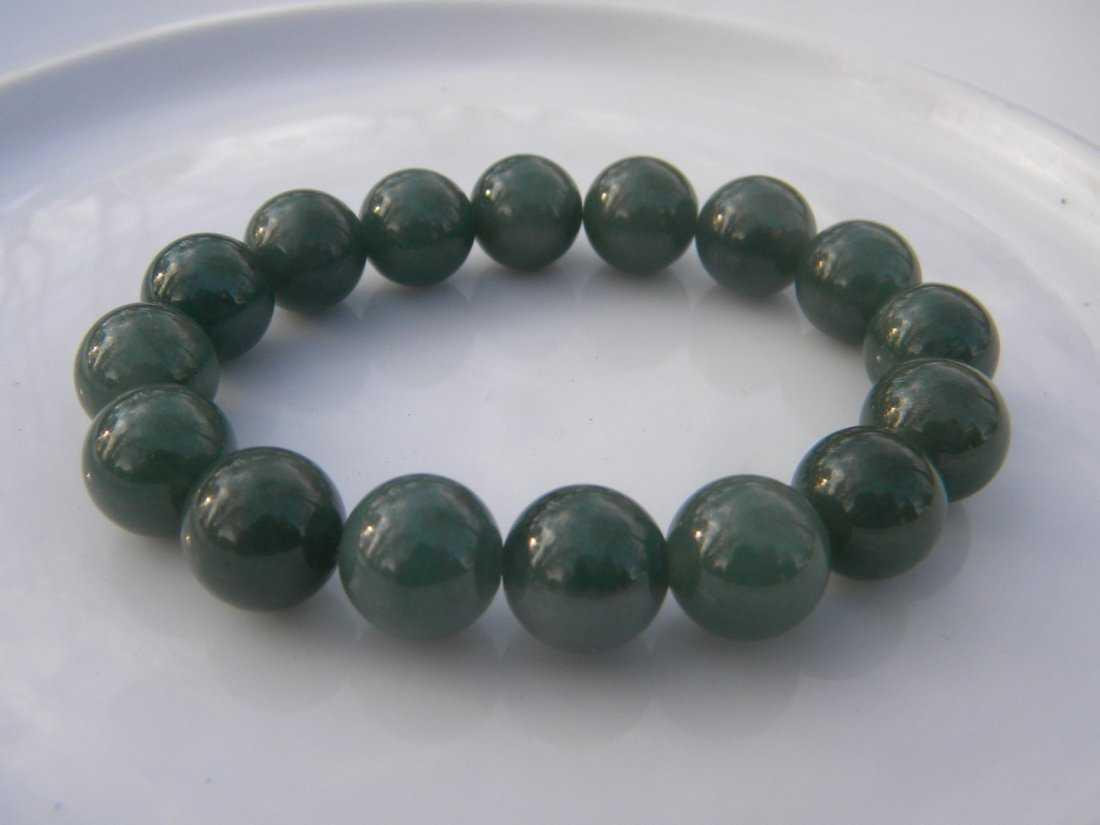 Natural Green Jadeite Bead Bracelet, length 7" , size (1 of 2)