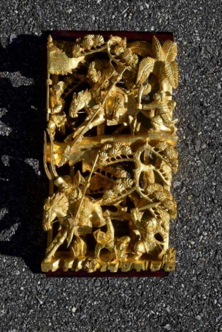 A CHINESE CARVED AND PIERCED WARRIOR PLAQUE , 19TH (1 of 2)