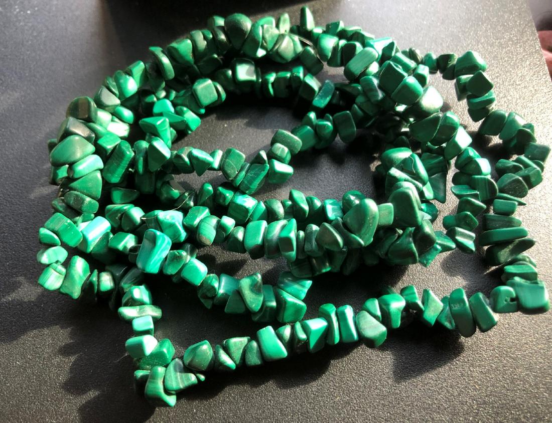 Vintage Malachite Necklace: Vintage Malachite Necklace, Length: 34"