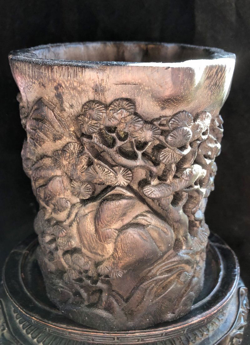 Antique Chinese Carved Chen Xiang Brush Holder (1 of 7)