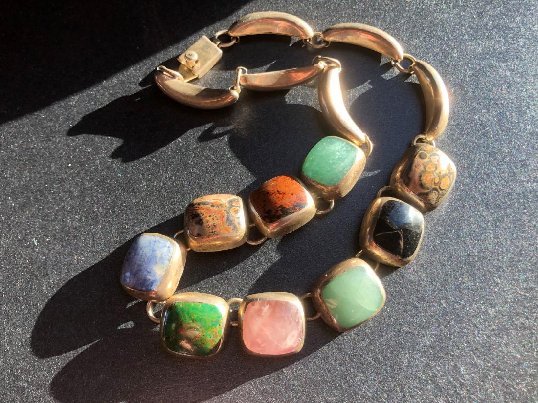 Vintage Silver Necklace with multi color stones (1 of 4)