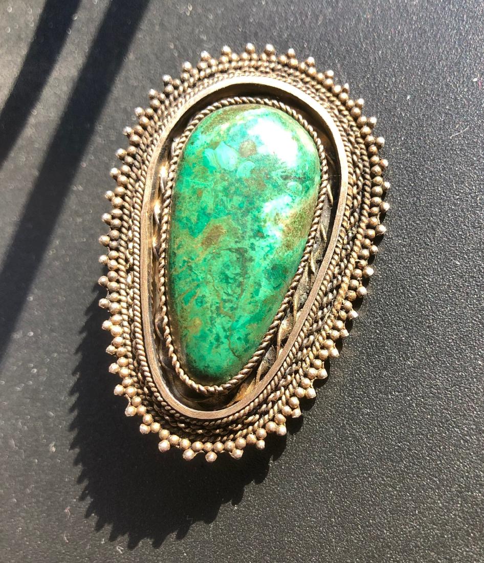 Antique Israel Silver Turquoise Brooch Pin and Pendant (1 of 3)