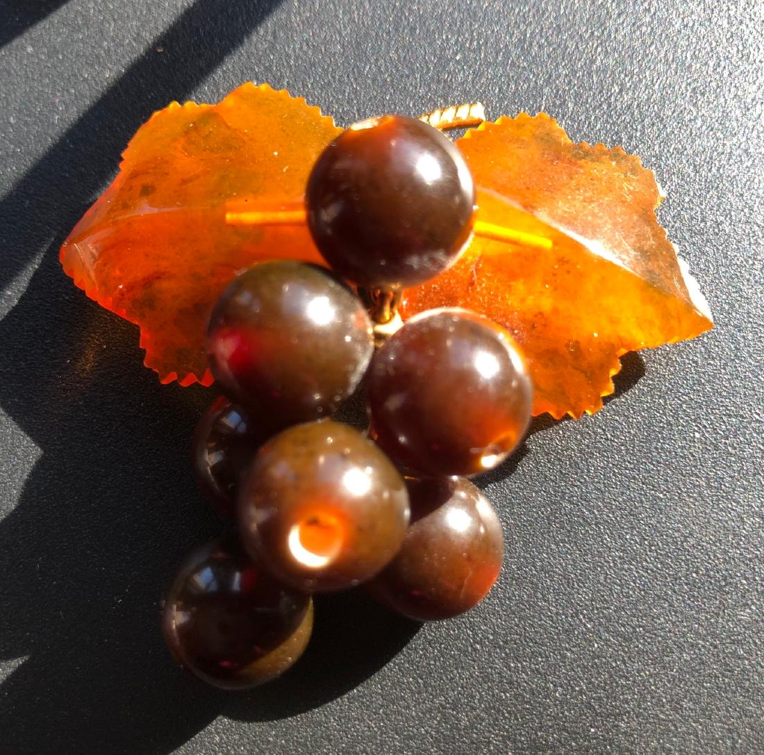 Vintage Russian Amber Grap Brooch Pin (1 of 4)